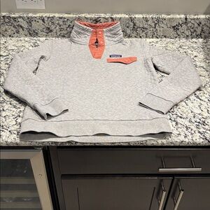 Patagonia Light Gray and Coral Pullover